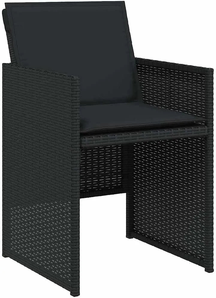 Ensemble de 4 Chaises de Jardin avec Coussins, Dossier Confortable, Résine Tressée Noire pour Terrasse