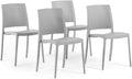 Lot de 4 Chaises Empilables en Polypropylène et Fibre de Verre pour Intérieur/Extérieur - Design Moderne Maria, Gris Clair