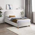 LYS - Lit Simple en Velours Ivoire avec Pieds en Bois 90x190 cm