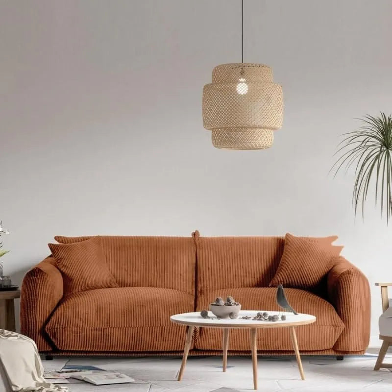 Sofa 3 Places en Velours Rouille - Modèle Moon