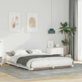 Lit de Sol en Pin Massif Blanc 150x200 cm, Style Japonais, Design Bas Robuste pour Chambre