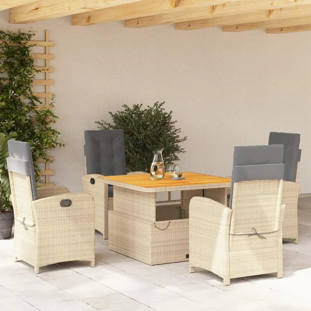 Ensemble de Jardin 5 Pièces avec Coussins Beige - Mobilier d'Extérieur pour Terrasse et Balcon