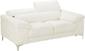 Canapé 2 Places en Cuir Blanc Solange - Vente Unique