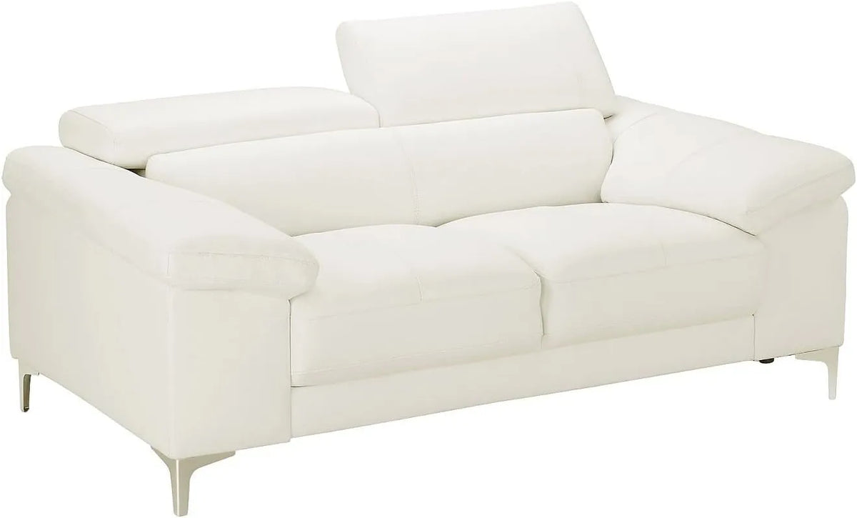 Canapé 2 Places en Cuir Blanc Solange - Vente Unique