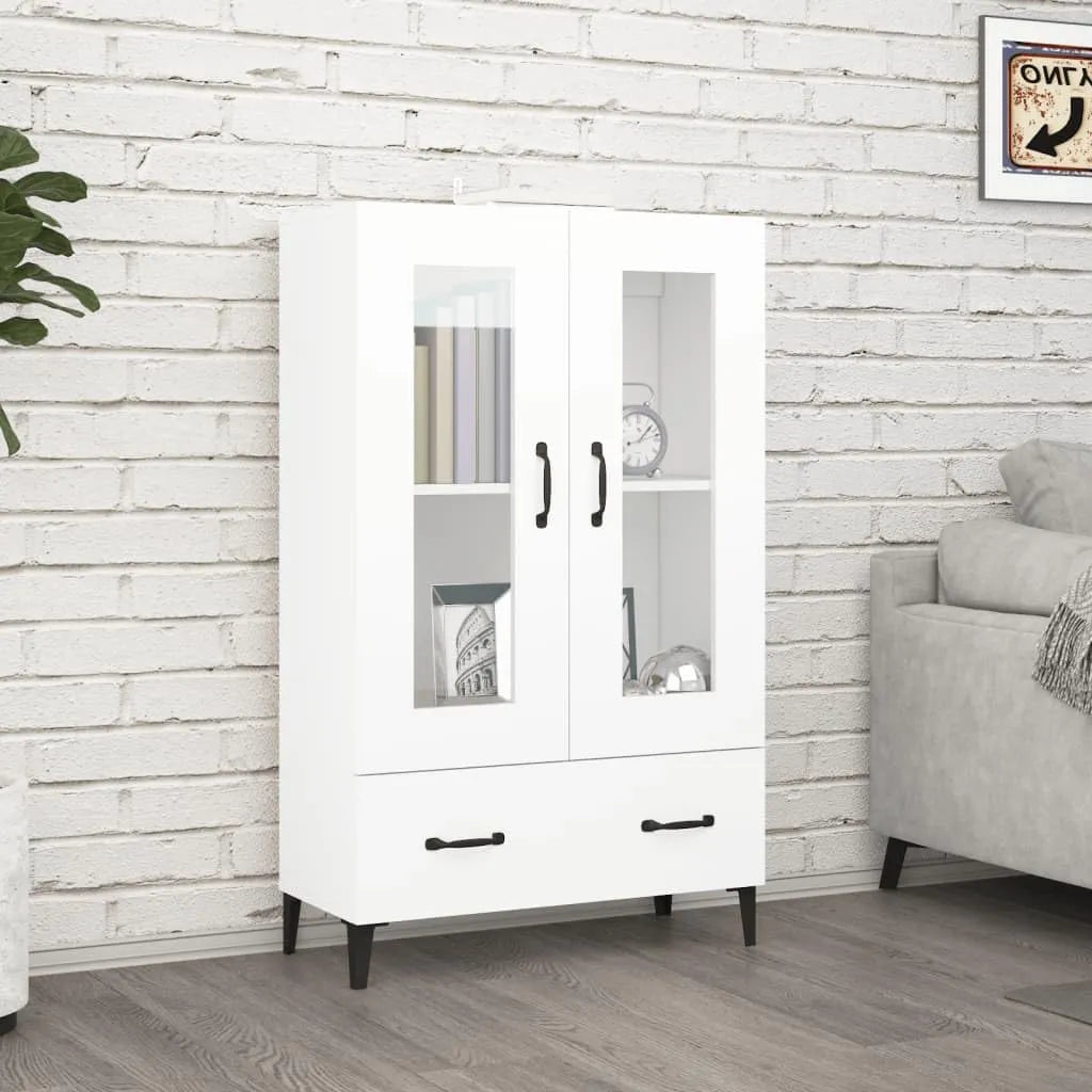Buffet Haut Blanc en Bois d'Ingénierie 70x31x115 cm - 30 kg