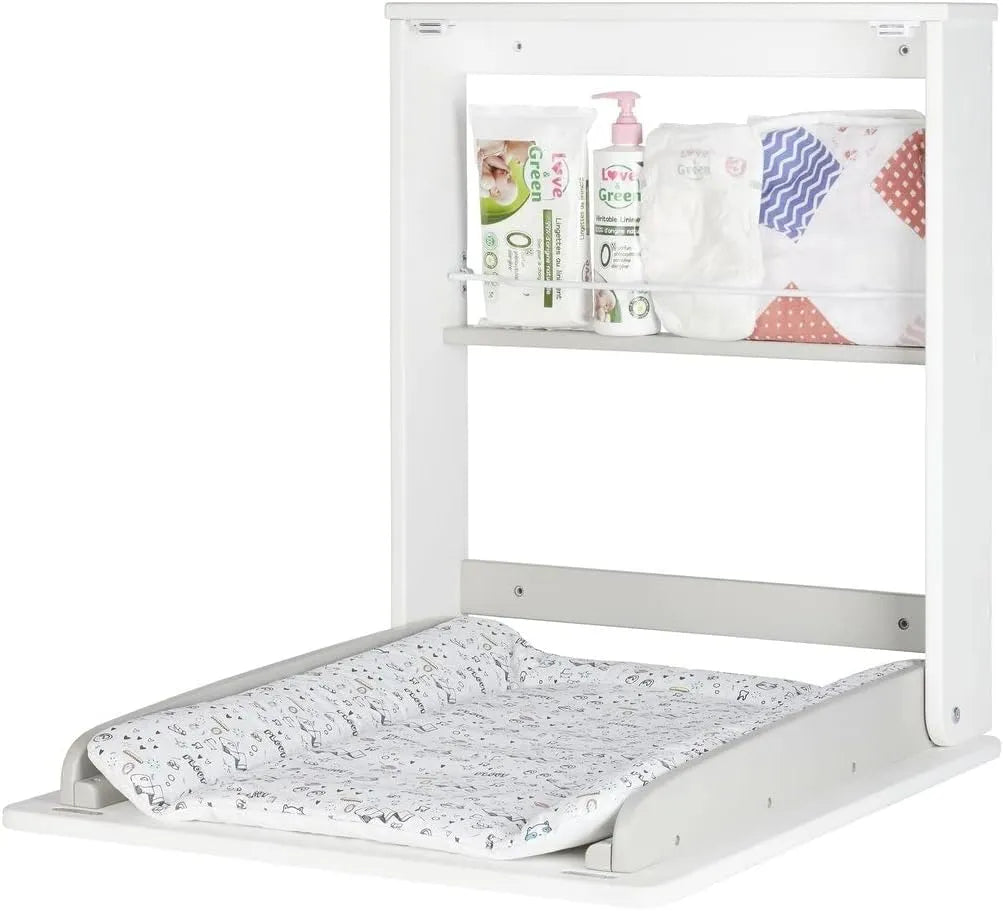 Badabulle Table à Langer Murale Compacte avec Matelas et Étagère