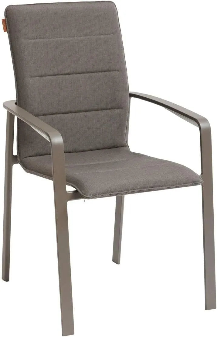 Fauteuil de Jardin Empilable Hespéride Diese - Résistant à la Rouille, Séchage Rapide, Couleurs Mocha et Praline