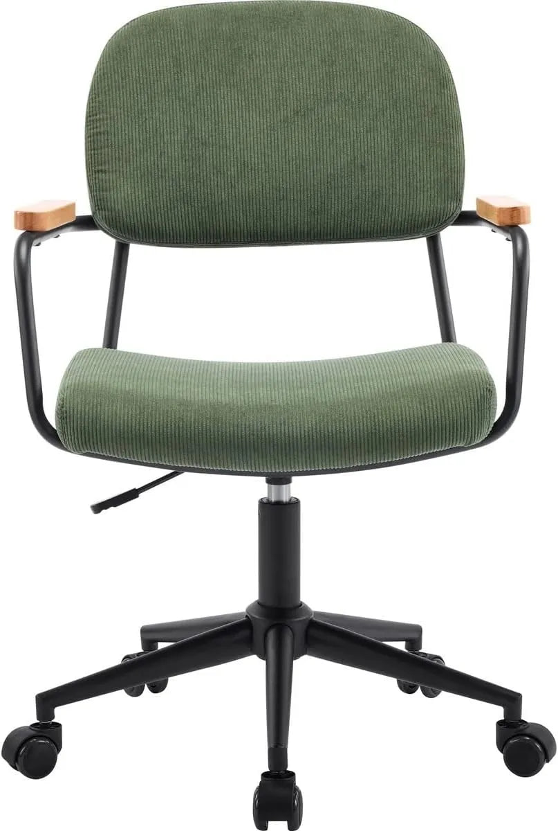 HOMIFAB Chaise de Bureau Ergonomique en Velours Côtelé Vert Kaki - Modèle Gianni
