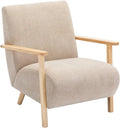 Fauteuil JULOMO en Tissu Beige et Bois – Confort et Élégance