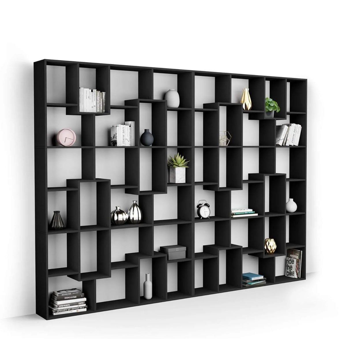 Grande Bibliothèque XL Iacopo en Frêne Noir pour Salon et Bureau - Fabrication Italienne