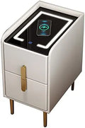Table de chevet intelligente avec LED et chargeur sans fil intégré, équipée de tiroirs