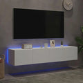 Ensemble de Meubles TV Muraux LED avec Rangement, Étagère Flottante 160 cm (Blanc)
