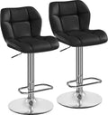Lot de 2 tabourets de bar réglables en similicuir noir, design moderne, structure en métal, capacité 136 kg