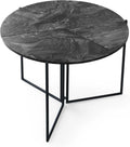 Table Ronde Pliable Menzzo Origami, Ø100cm, Effet Marbre Noir, Structure Métal Noir