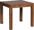 Table à manger en bois massif 80 cm style rustique brun foncé