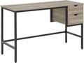 Table de Bureau Industrielle 120 x 48 cm en Bois Foncé avec Pieds en Acier et 2 Tiroirs