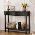 Console en bois noir avec 2 tiroirs et étagère - Style moderne pour entrée ou salon