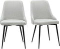 Chaises Contemporaines en Velours Gris Clair et Métal Noir - Lot de 2