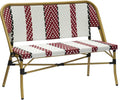 Banc d'extérieur empilable en aluminium et rotin PE - Rouge, 122 x 58 x 88 cm