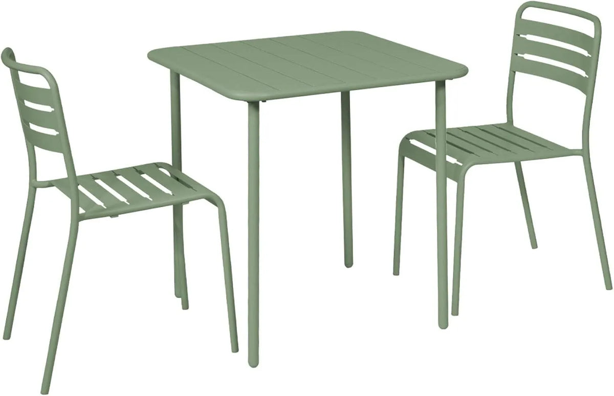 Ensemble de Table de Jardin en Métal avec 2 Chaises Vert Amélia