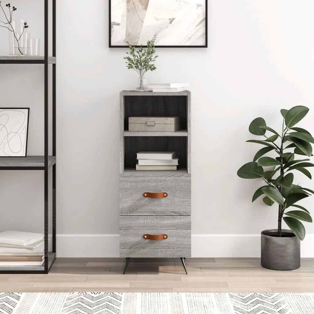 Crédence Mobile Sonoma Gris – Meuble de Rangement Polyvalent 34,5 x 34 x 90 cm – Idéal pour Salon, Bureau, Balcon – Design Élégant en Contreplaqué