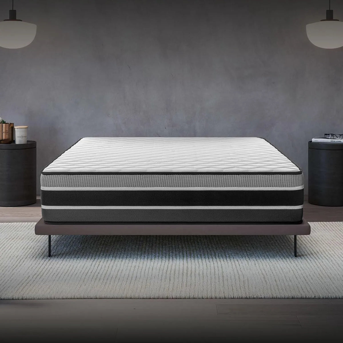 COSMOS - Matelas 140x200 cm Épais 30 cm - Mémoire de Forme et Latex Bleu - Support Ferme - Réversible Été/Hiver - 7 Zones de Confort - Sommeil Indépendant - Origine Europe