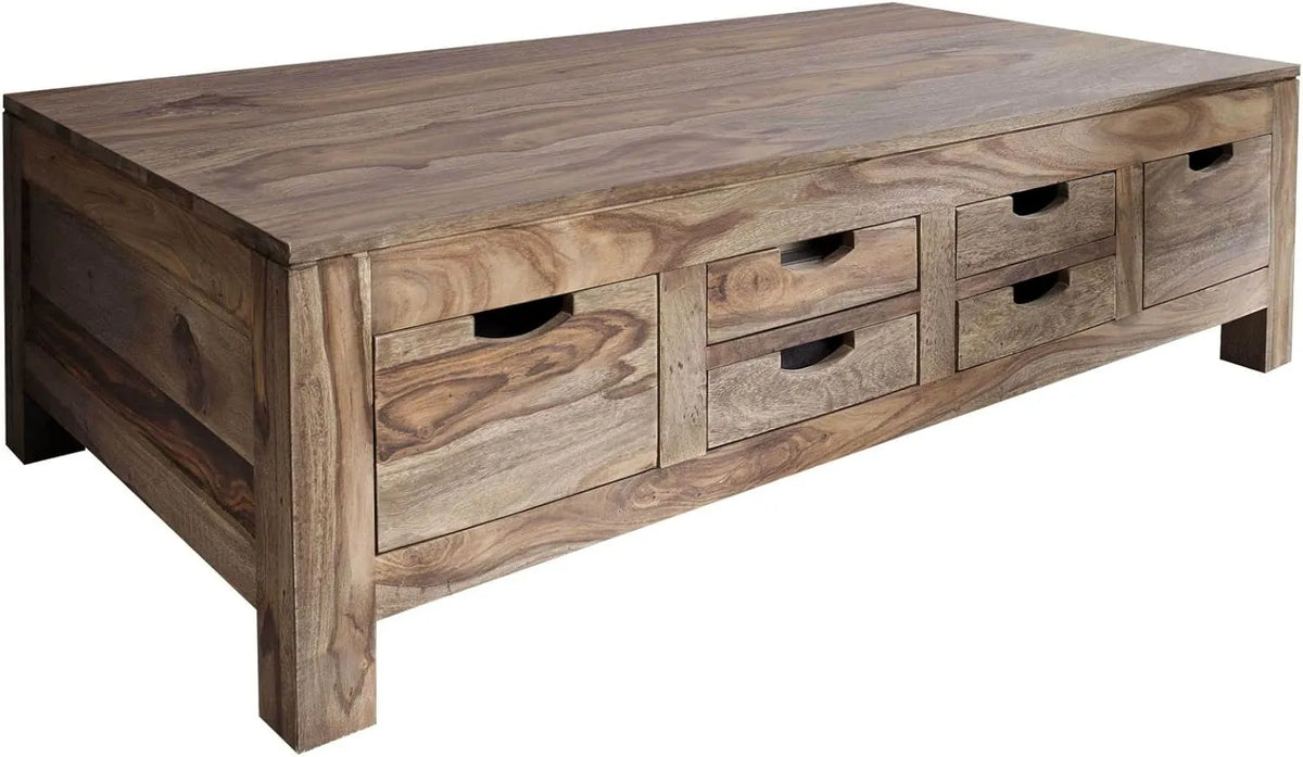 Table basse en bois de palissandre huilé gris naturel 135x70 cm