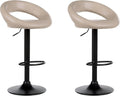 Paire de Tabourets de Bar Pivotants en Cuir PU Beige Hauteur Réglable