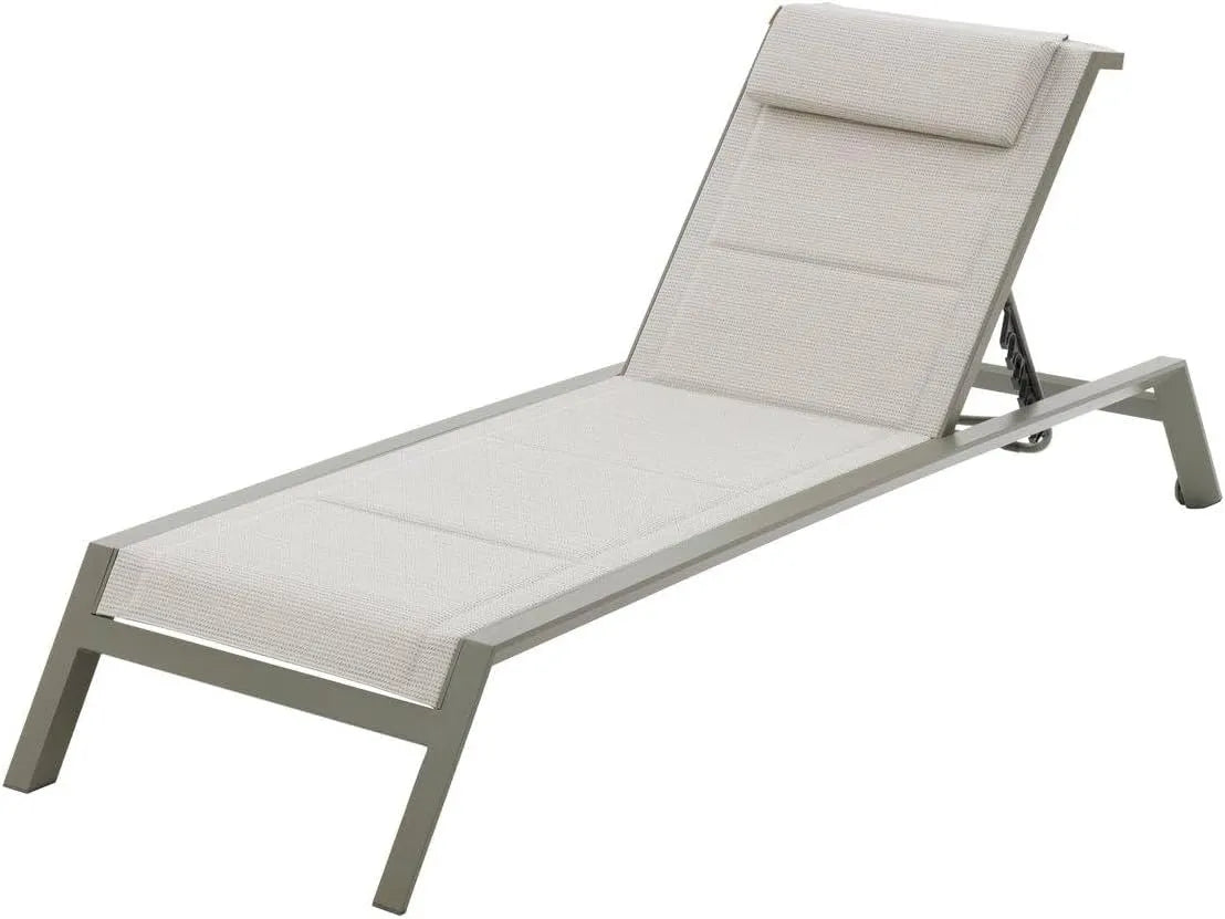 Chaise Longue Inclinable 2 Roues Vert Résistante pour Jardin