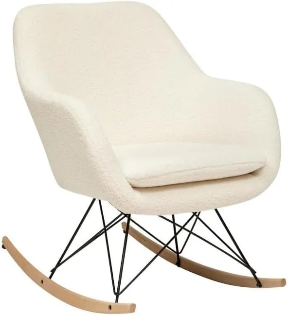 Fauteuil à Bascule en Bouclette Blanche - 83cm