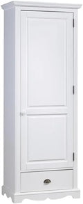 Armoire Anglaise Blanche avec Tiroir et Étagères - 70x186x42 cm