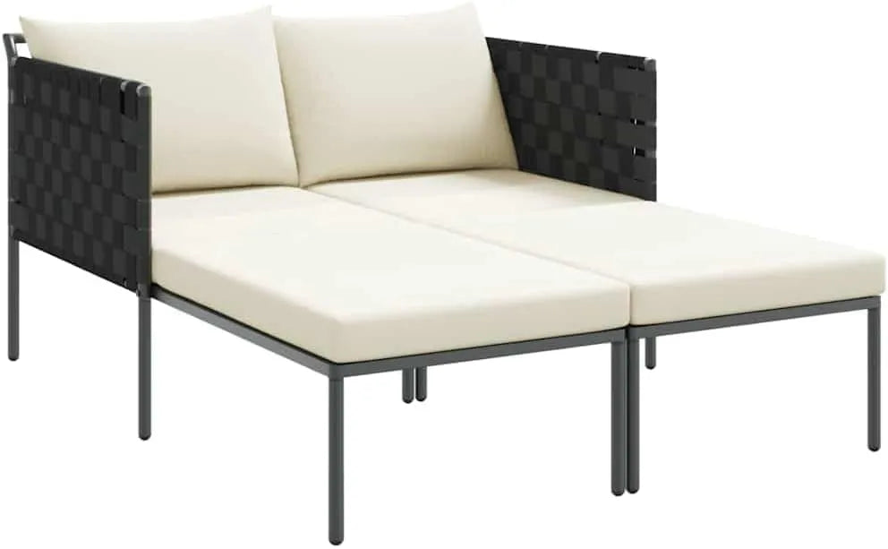 Chaise Longue Double avec Coussins en Acier Anthracite 115x153x69,5 cm