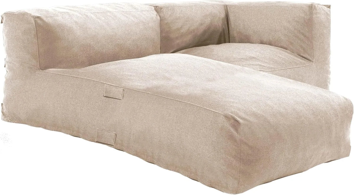 Ensemble de Salon de Jardin Modulable Beige - Fauteuil d'Angle et Méridienne Mixi