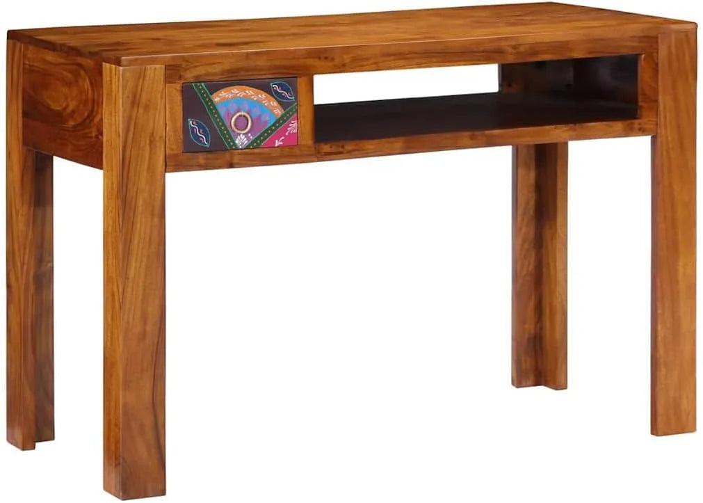 Table de Bureau Moderne en Bois d'Acacia avec Tiroir 110x50x73 cm