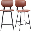 Miliboo Lot de 2 Tabourets de Bar Vintage 65 cm Marron Clair et Métal