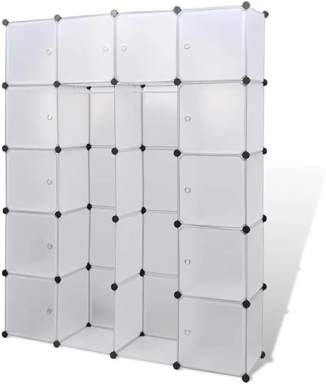 Armoire Modulable en Plastique Élégante avec 14 Compartiments - Blanc - Idéale pour Petits Espaces