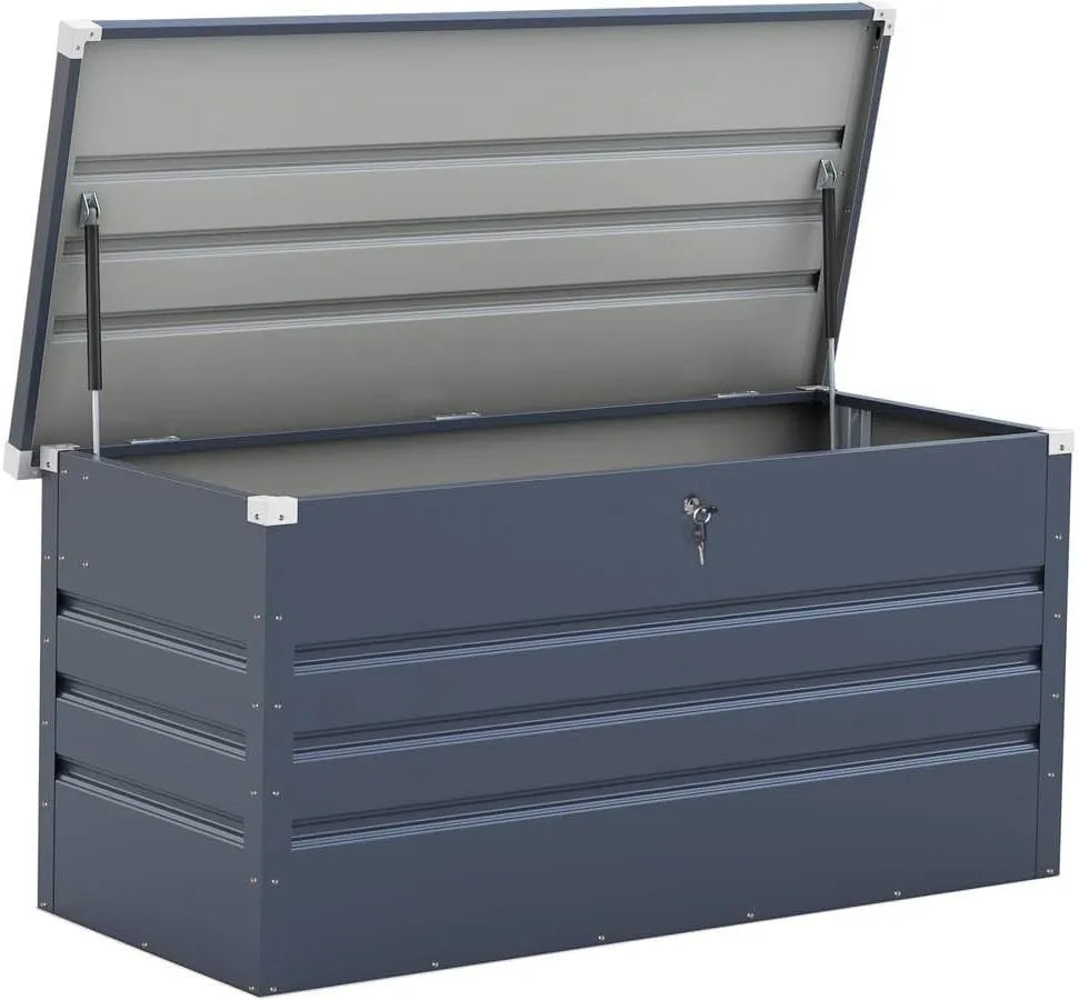 Coffre de Rangement Extérieur en Métal - 680L - 165x69x60 cm - Gris