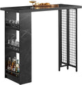 Table de Bar avec Étagères et Effet Marbre pour Cuisine et Salon