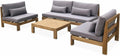 Ensemble de Jardin XXL en Bois Effet Blanchi - Bahia - Coussins Anthracite - Ultra Confort 5 Places