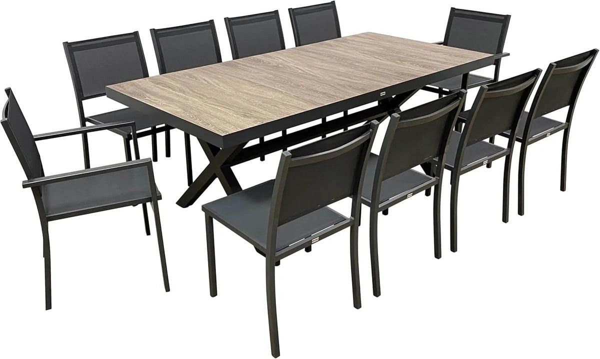 Ensemble de Jardin Tivoli en Aluminium et Céramique avec 10 Chaises Anthracite