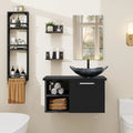 Meuble de Salle de Bain Complet avec Vasque, Miroir et Accessoires, Étagères Murales Incluses, Design Moderne Gris Argenté