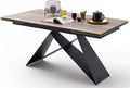 Table à Manger Extensible en Métal Noir et Céramique Bois - 160-240 cm