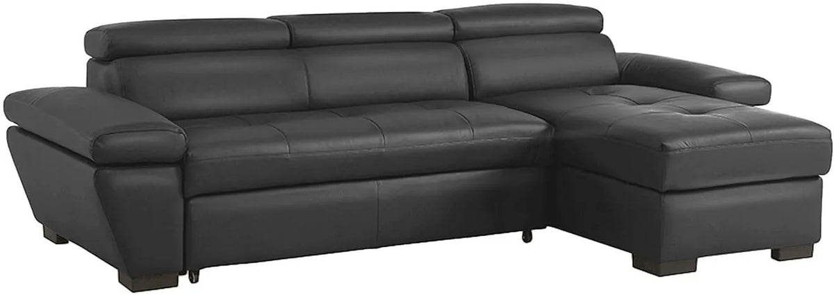 Canapé d'Angle Convertible en Cuir Gris Anthracite - JONOVA
