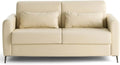 Lisa Design - Canapé Convertible 3 Places Owen en Simili Beige avec Matelas Quotidien de 140 cm