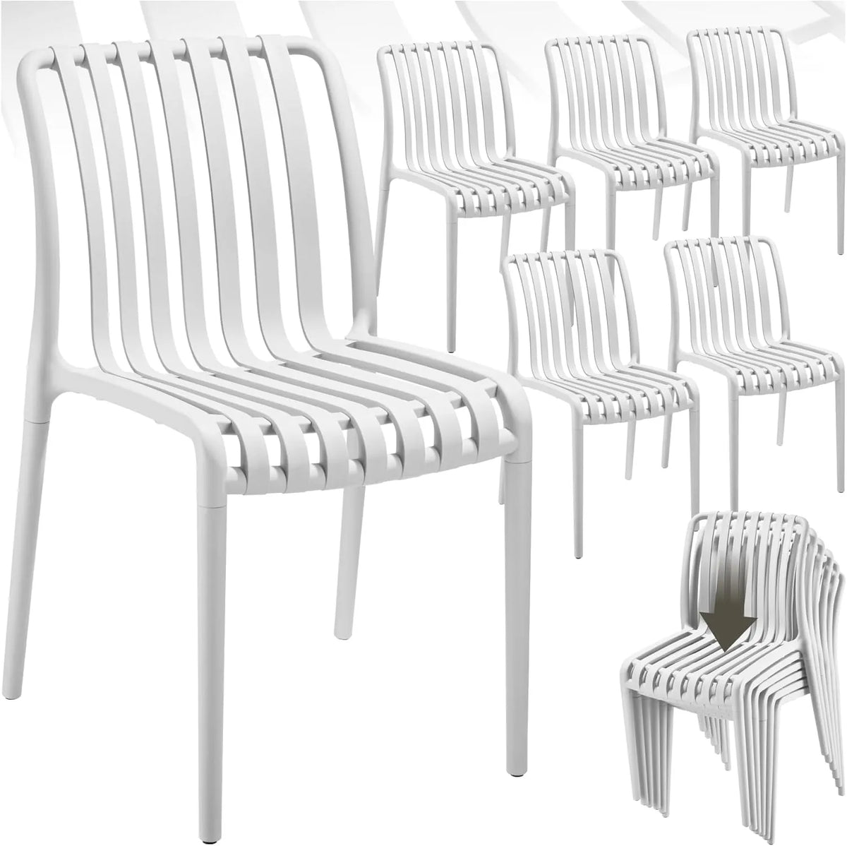 Ensemble de 6 Chaises de Jardin Empilables Résistantes aux Intempéries pour Balcon et Terrasse