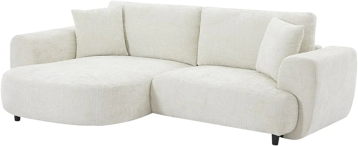 Canapé d'angle en tissu beige texturé - Modèle gauche RULAMA