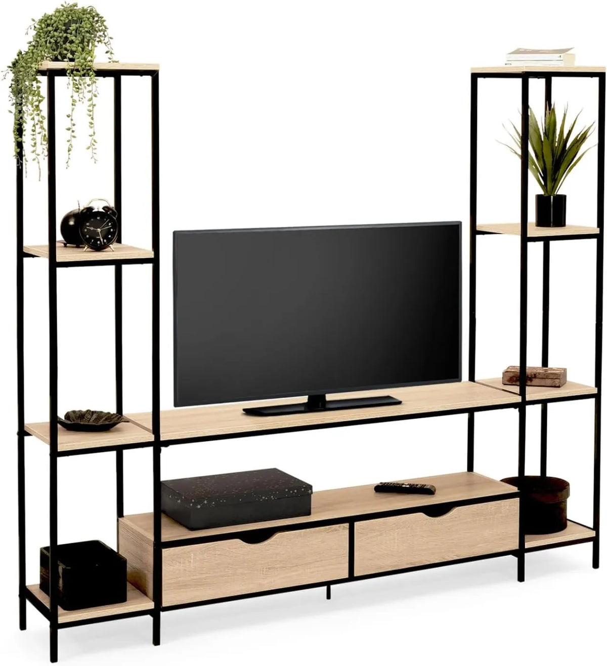 IDMarket - Ensemble de Meuble TV Industriel 164 cm avec Étagères, Design Moderne Détroit