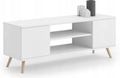 Meuble TV Scandinave KOBI Blanc 135 cm avec Pieds en Bois