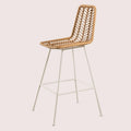 SKLUM Lot de 2 Tabourets de Bar en Rotin Synthétique - Couleur Naturelle et Blanche - Hauteur 75 cm