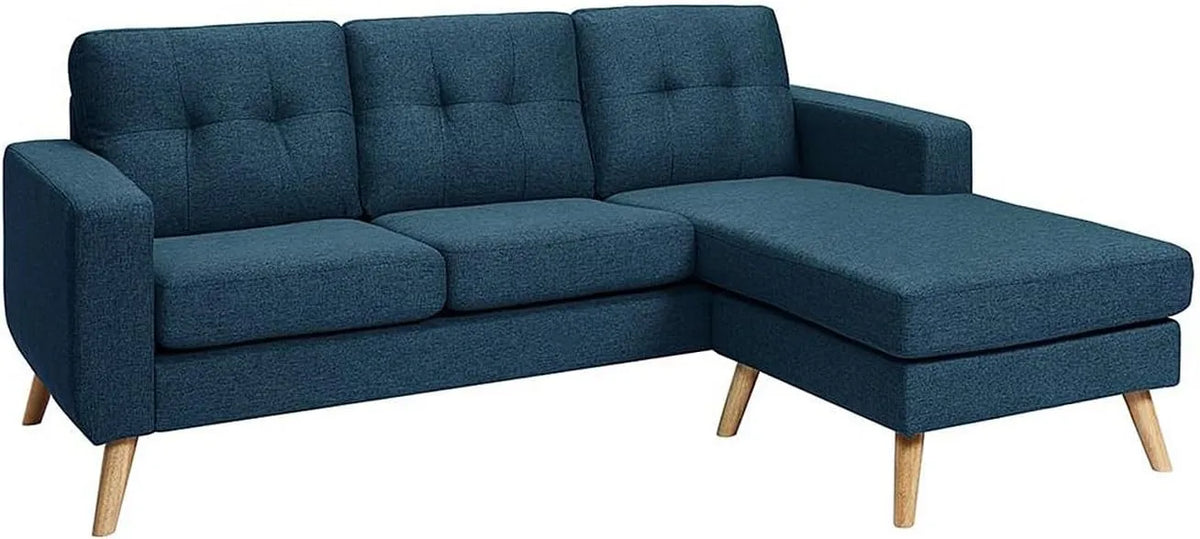 Canapé d'angle réversible en tissu bleu marine - Bartolome par Vente-unique